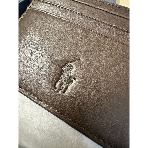 NIB POLO RALPH LAUREN Men's  Leather Card Case SMOOTH LEATHER BROWN - Picture 10 of 13